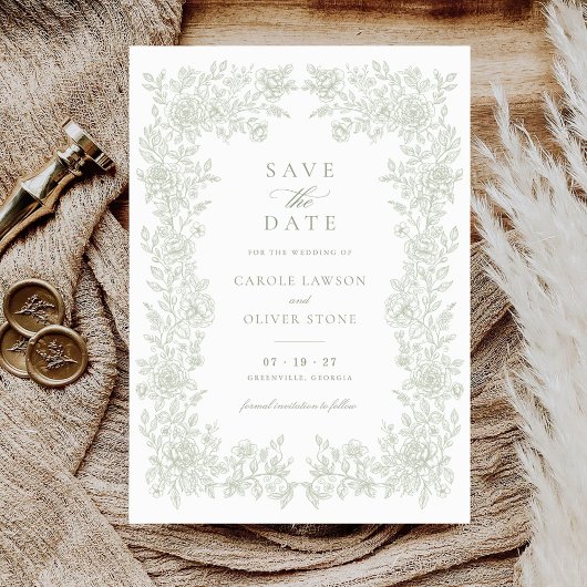 Floral Elegant  Lijst Bruiloft Save the Date Kaart