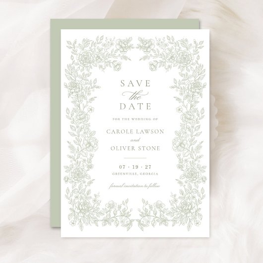 Floral Elegant  Lijst Bruiloft Save the Date Kaart