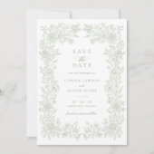 Floral Elegant  Lijst Bruiloft Save the Date Kaart (Voorkant)