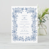 Floral Elegant  Lijst Bruiloft Save the Date Kaart (Staand voorkant)