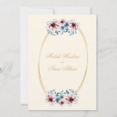 Floral Elegant Lijst Cream Islamitisch Moslim Brui Kaart (Achterkant)