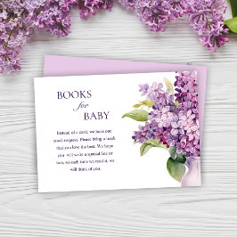 Floral Elegant Lila Baby shower boeken voor Baby Informatiekaartje