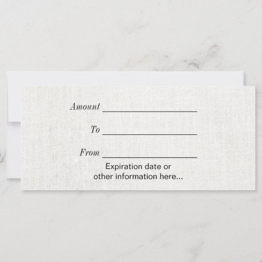 Floral Elegant Linen Gift Certificate (Achterkant)