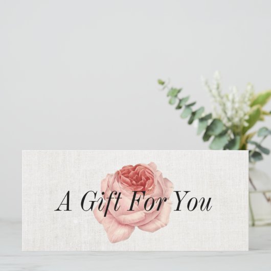 Floral Elegant Linen Gift Certificate (Staand voorkant)