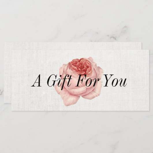 Floral Elegant Linen Gift Certificate (Voorkant / Achterkant)