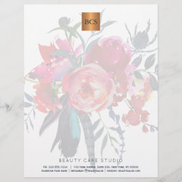 Floral elegant metallic goud koper monogrammed briefhoofd