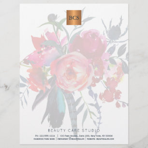 Floral elegant metallic goud koper monogrammed briefhoofd