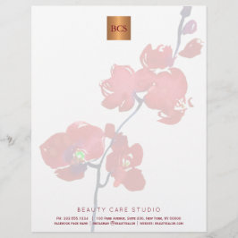 Floral elegant metallic goud koper monogrammed briefhoofd ontwerp