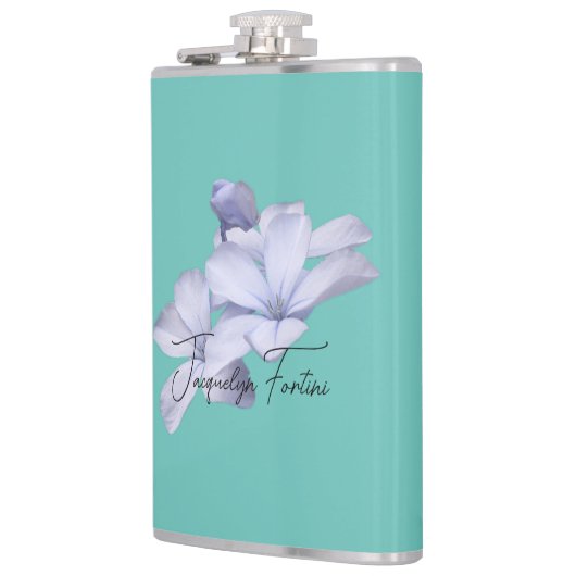 Floral Elegant Minimalist Calligraphy Naam toevoeg Heupfles (Links)