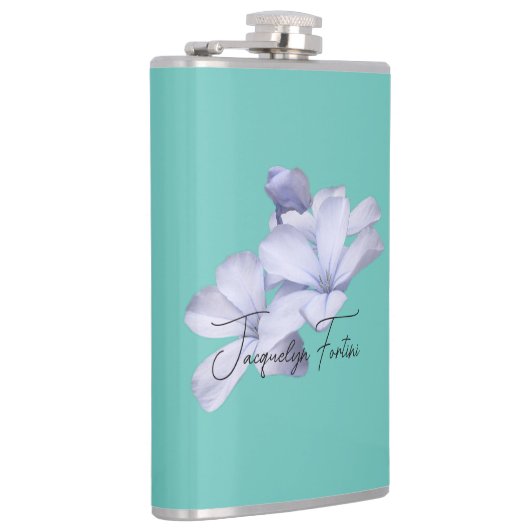 Floral Elegant Minimalist Calligraphy Naam toevoeg Heupfles (Rechts)