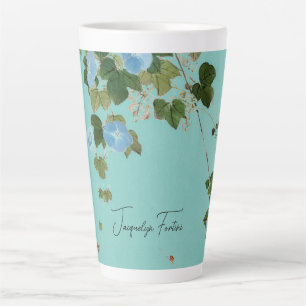 Floral Elegant Minimalist Calligraphy Naam toevoeg Latte Mok
