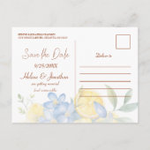 Floral Elegant Modern Citroen Bruiloft Aankondigingskaart (Achterkant)