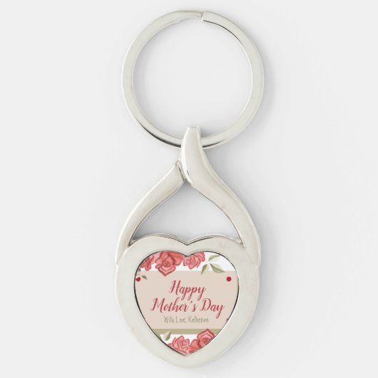 Floral Elegant Modern Keepsake Happy Mothers Day Sleutelhanger (Voorkant)