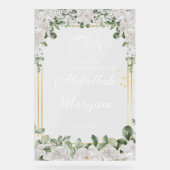 Floral Elegant Moslim Islamitisch Bruiloft Welkom Acryl Bord (Voorkant)