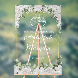Floral Elegant Moslim Islamitisch Bruiloft Welkom Acryl Bord