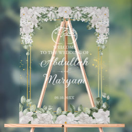 Floral Elegant Moslim Islamitisch Bruiloft Welkom Acryl Bord