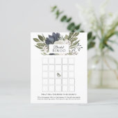 Floral Elegant Navy Blue Bridal Bingo (Staand voorkant)