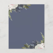 Floral Elegant Navy Blue Bridal Bingo (Achterkant)