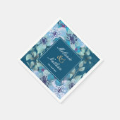 Floral Elegant Navy Blue en Light Blue Waterverf Servet (Hoek)