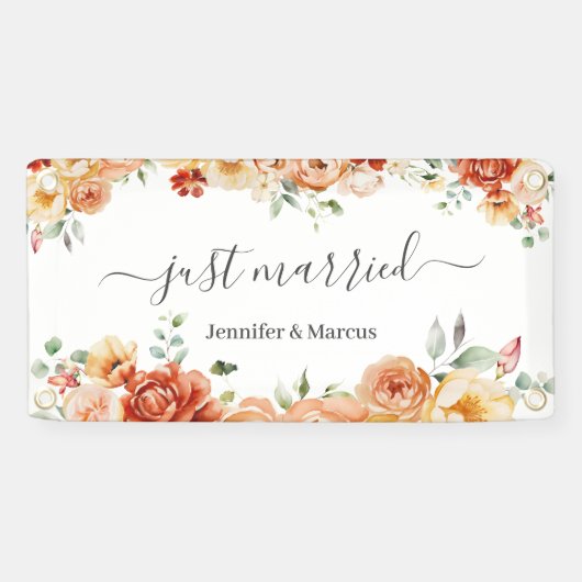 Floral Elegant net getrouwd auto Spandoek (Horizontaal)