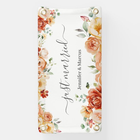 Floral Elegant net getrouwd auto Spandoek (Verticaal)