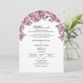 Floral Elegant Nikkah Arabisch Islamitische bruilo Kaart (Staand voorkant)