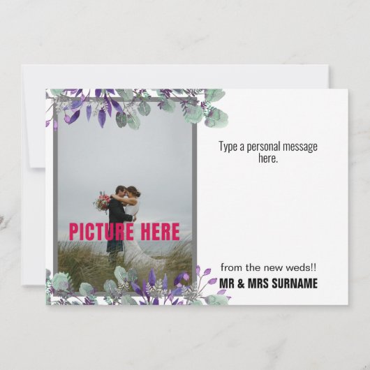 Floral Elegant Onze Bruiloft Witte Typografie (Achterkant)