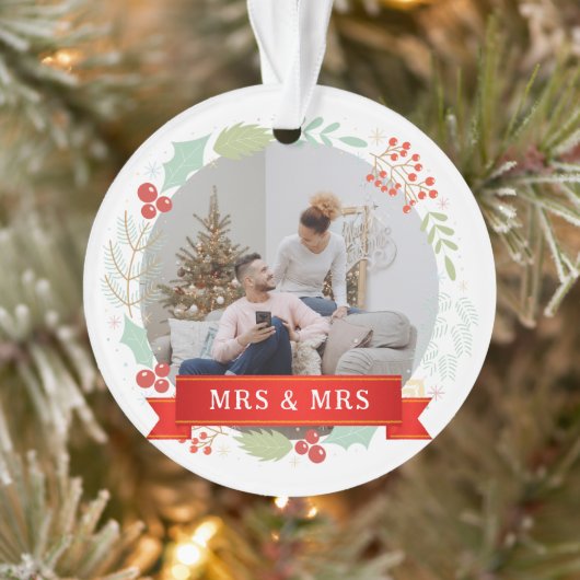 Floral Elegant Onze eerste kerst als Mr & Mrs. Ornament (Boom)