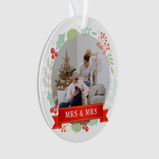 Floral Elegant Onze eerste kerst als Mr & Mrs. Ornament (voorkant)
