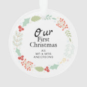 Floral Elegant Onze eerste kerst als Mr & Mrs. Ornament (achterkant)