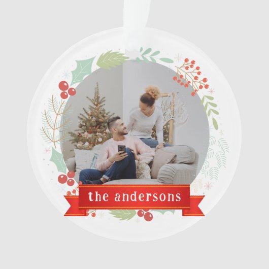 Floral Elegant Our First Christmas as Mr & Mrs Ornament (voorkant)