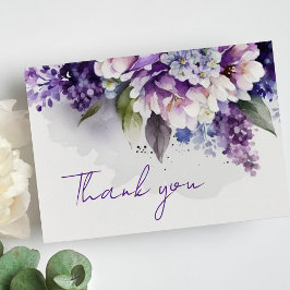 Floral Elegant Paars Chic Boho Wedding Bedankt Briefkaart