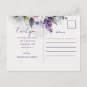 Floral Elegant Paars Chic Boho Wedding Bedankt Briefkaart (Achterkant)