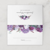 Floral Elegant Paarse Botanische Huwelijk Plaatskaartje (Buitenkant ongevouwen)