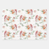 Floral Elegant Pattern  Flowers verlaten vogels Inpakpapier Vel (Voorkant 2)