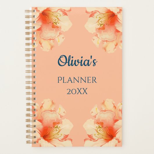 Floral Elegant Perzik Kleuren Planner (Voorkant)