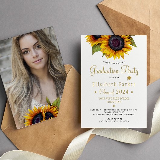 Floral elegant PHOTO-proefschrift Invitat Kaart