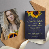 Floral elegant PHOTO rustic graduation party Kaart