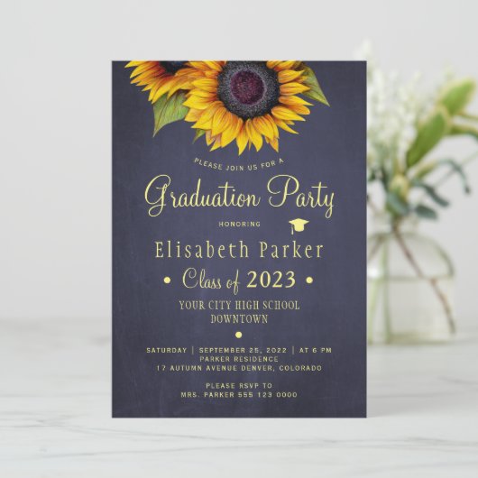 Floral elegant PHOTO rustic graduation party Kaart (Staand voorkant)