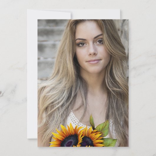 Floral elegant PHOTO rustic graduation party Kaart (Achterkant)