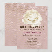 Floral Elegant Pink Birthday Uitnodiging (Voorkant / Achterkant)