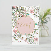 Floral Elegant Pink Gold Chinoiserie Wedding Kaart (Staand voorkant)