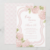 Floral Elegant Pink Hydrangea Baby Shower Kaart (Voorkant / Achterkant)