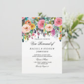 Floral Elegant Pink Peach Vow Renewal Income Kaart (Staand voorkant)