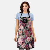  Floral Elegant Pioen Monogrammed Schort (Gedragen)