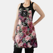  Floral Elegant Pioen Monogrammed Schort (Insitu)