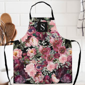  Floral Elegant Pioen Monogrammed Schort