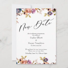 Floral Elegant Postponed Wedding New Date Card Kaart