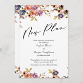 Floral Elegant Postponed Wedding New Plan Card Kaart (Voorkant / Achterkant)