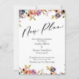 Floral Elegant Postponed Wedding New Plan Card Kaart